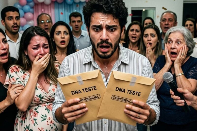No Chá Revelação, Ele Pediu DNA na Frente de Todos e Recebeu Dois Envelopes em Vez de Um…