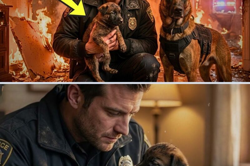 Ninguém acreditava que algo pudesse sobreviver ao incêndio — até que o corajoso cão farejador encontrou um pequeno filhote sob as pilhas de cinzas.