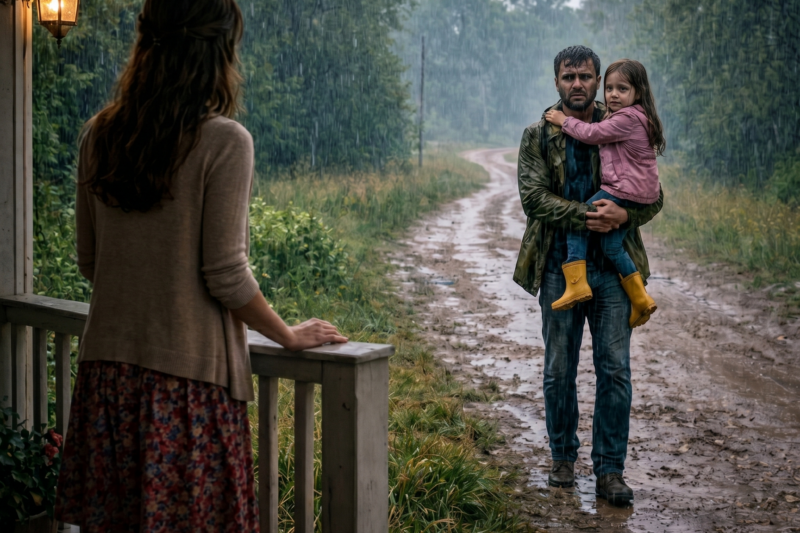 UMA JOVEM VIÚVA ACOLHEU UM HOMEM E SUA FILHA NA CHUVA… E NÃO IMAGINAVA O QUE IA ACONTECER