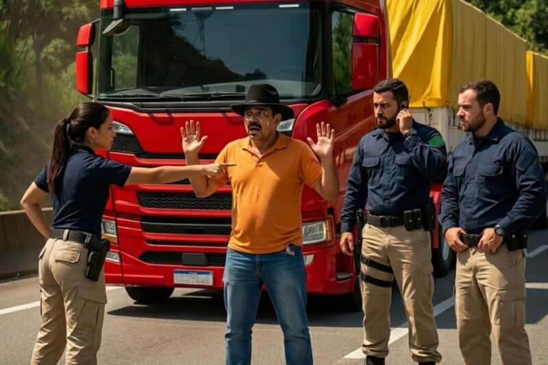 Pararam o CAMINHONEIRO errado — minutos depois, 15 soldados em viaturas chegaram com um capitão.